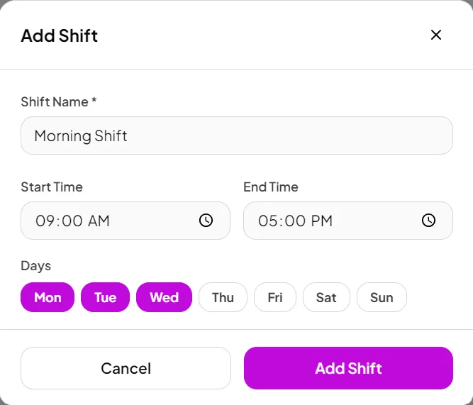 billzova staff shift management